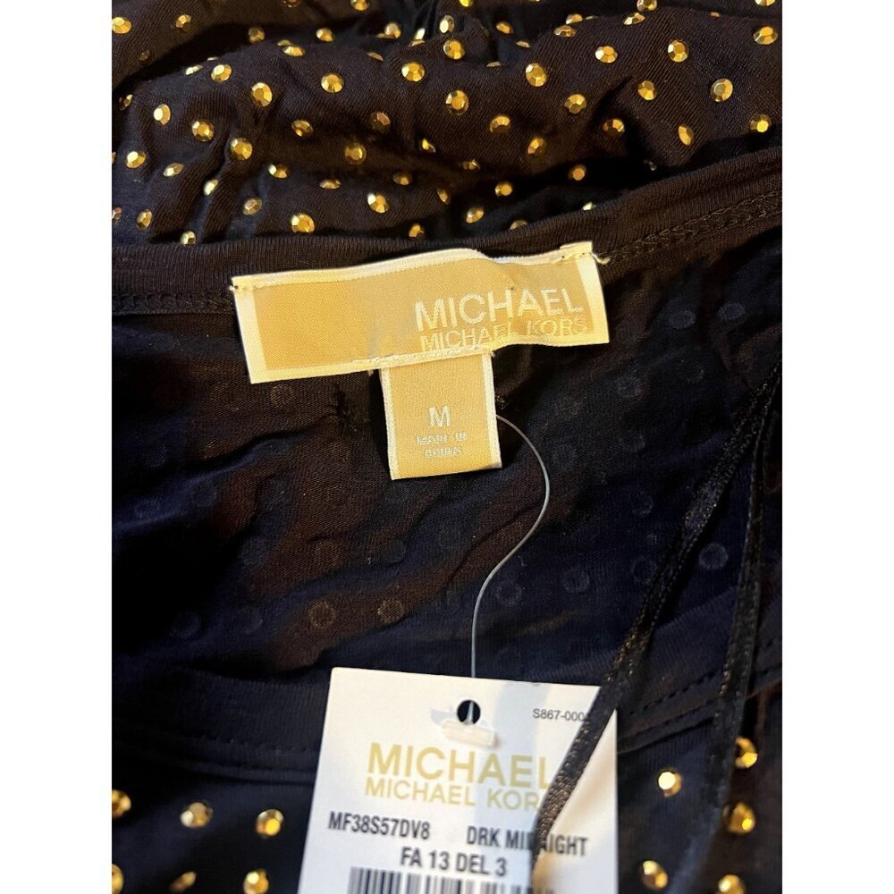 MICHAEL Michael Kors Studded Long Sleeve Dress Dark Navy Stretch Women's Size Me - Picture 6 of 6